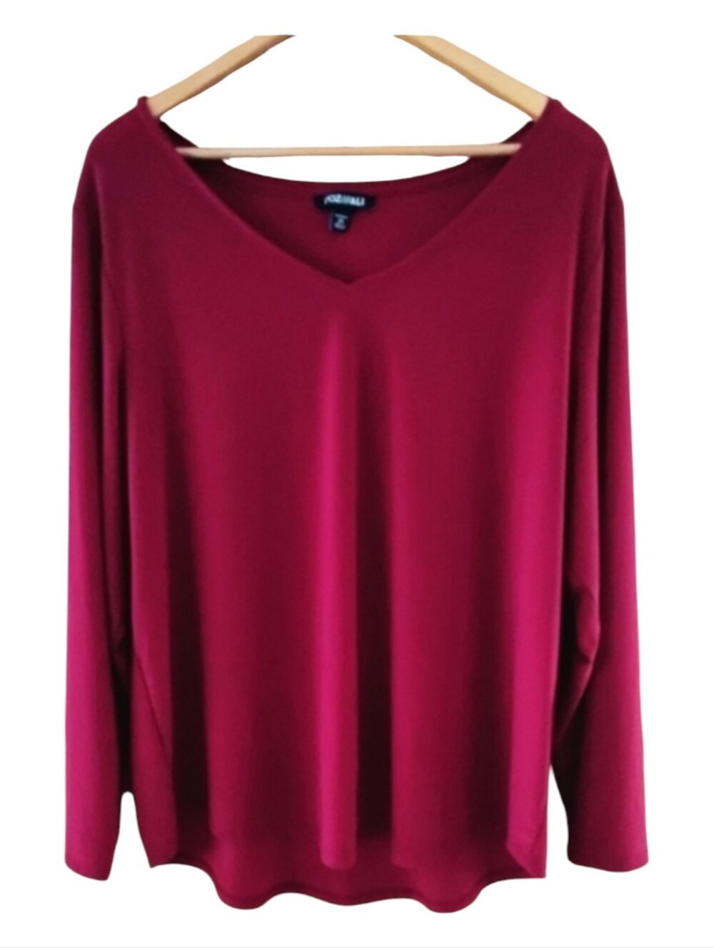 Roz & Ali Rich Maroon Long Sleeve Top